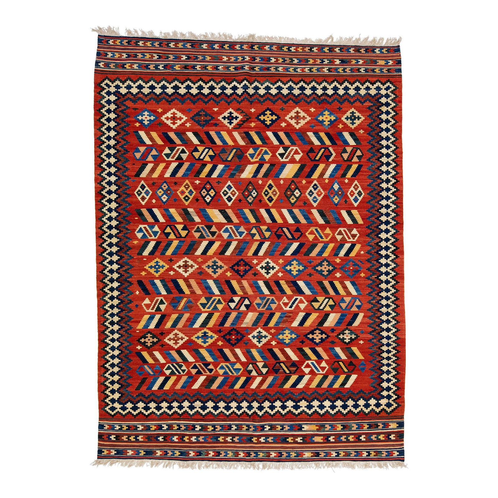Modern Kilim Handmade Wool Rug 5'9 x 7'11 Multicolor Geometric Design: Modern Kilim Handmade Wool Rug 5'9 x 7'11 Multicolor Geometric Design Enhance your space with this stunning Modern Kilim handmade wool rug, featuring vibrant multicolor accents in an all-over geometri