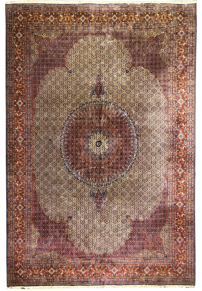 Oversized 13.3 x 19 Persian Mahi Bijar Wool Hand-Knotted Area Rug: Oversized 13.3 x 19 Persian Mahi Bijar Wool Hand-Knotted Area Rug Free continental US Shipping Elevate your living space with this stunning 13.3' x 19' oversized Persian Mahi Bijar Wool Rug. Handwoven