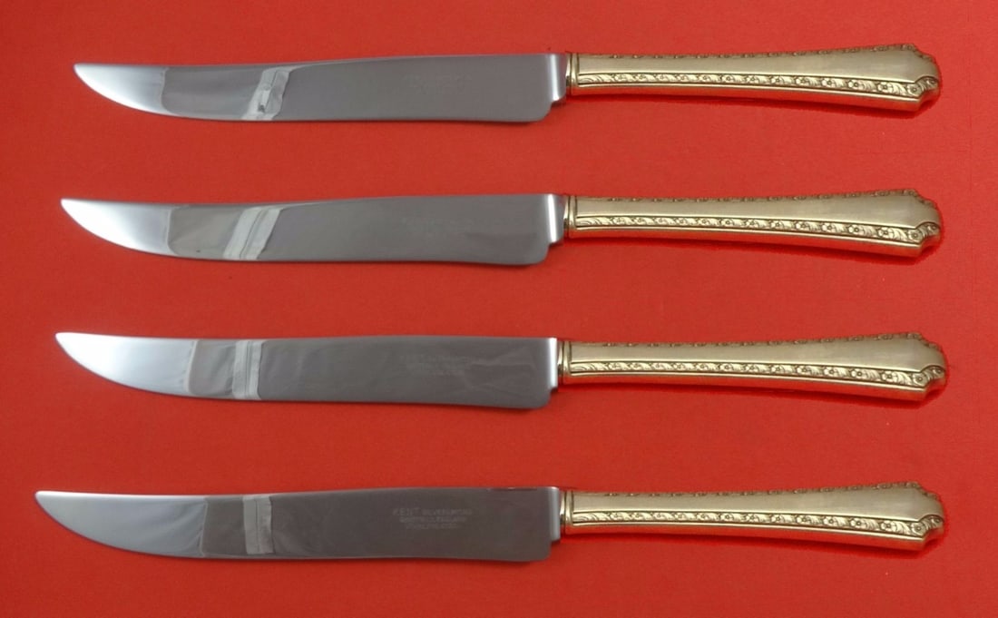 Larkspur by Wallace Sterling Silver Steak Knife Set 4pc Texas Sized (1 of 1)