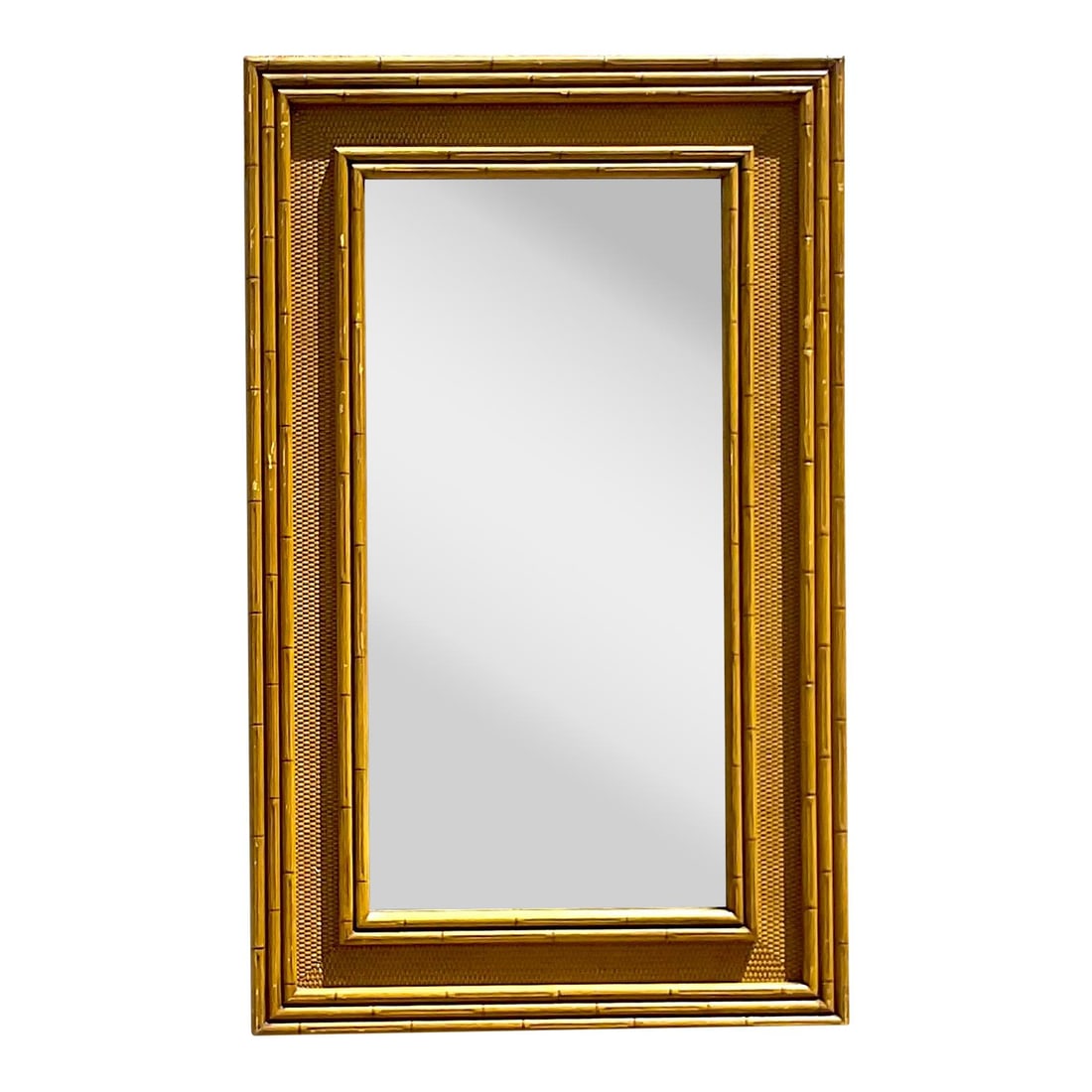 Vintage Coastal Carved Bamboo Mirror 25.75 x 42 Tropical Accent (1 of 5)