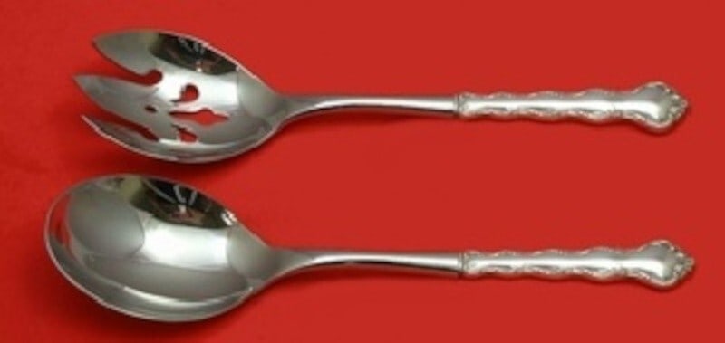Reed and Barton Tara Sterling Silver Salad Serving Set 2pc 11 Inch Pierced: Reed and Barton Tara Sterling Silver Salad Serving Set 2pc 11 Inch Pierced Elevate your dining experience with this exquisite 2-piece salad serving set from the Tara pattern by Reed and Barton. Crafte