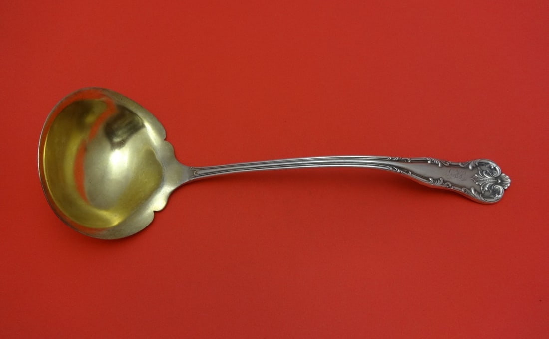 Lunt Chatelaine Sterling Silver Gold Washed Soup Ladle 12 Inch: Lunt Chatelaine Sterling Silver Gold Washed Soup Ladle 12 Inch This exquisite soup ladle is a splendid example of the Chatelaine pattern by Lunt, crafted from high-quality sterling silver and elegantl