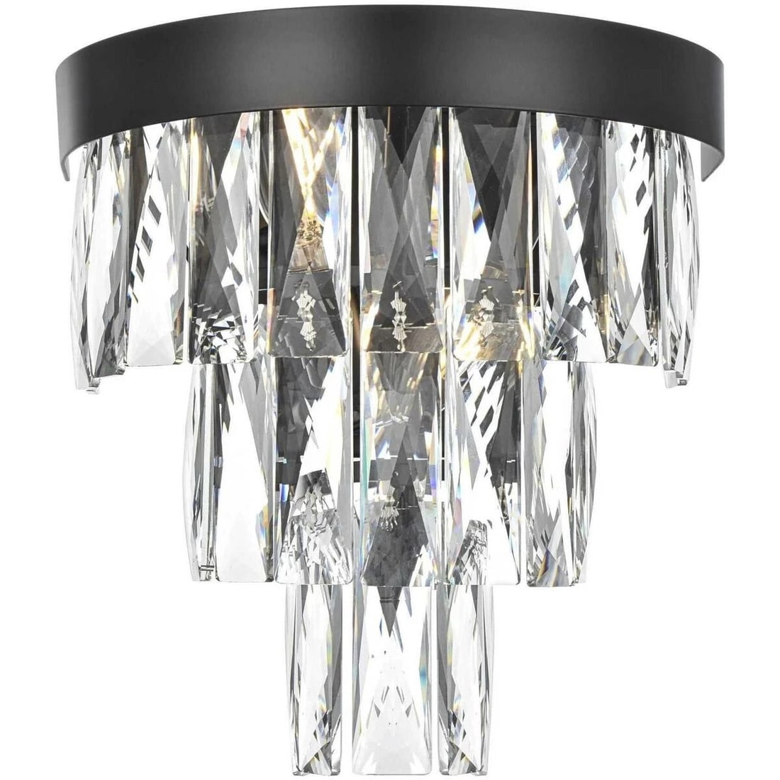 Black crystal wall sconce Josephine 2 light 10.5 inch: Black crystal wall sconce Josephine 2 light 10.5 inch This modern black wall sconce features a sleek design with high-quality clear crystal accents, ideal for adding a touch of elegance to dining room