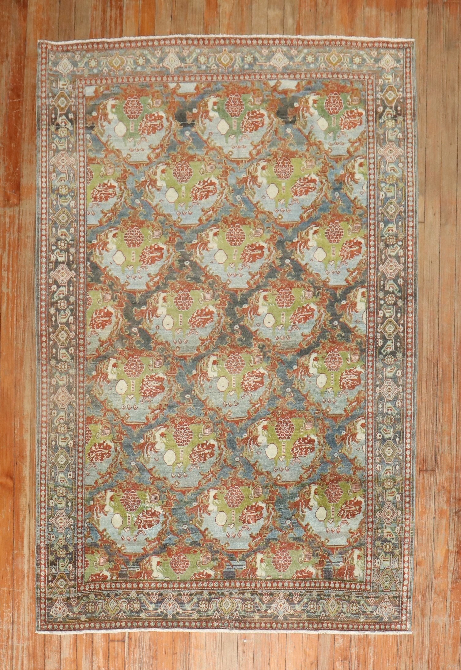 4' 5" x 6' 6" Persian Senneh accent rug gol farang: 4' 5" x 6' 6" Persian Senneh accent rug gol farang Pre-owned Persian Senneh accent rug featuring a gol farang design. Specifications Type: Senneh Category: Accent rug Design: Gol farang Origin: Persia