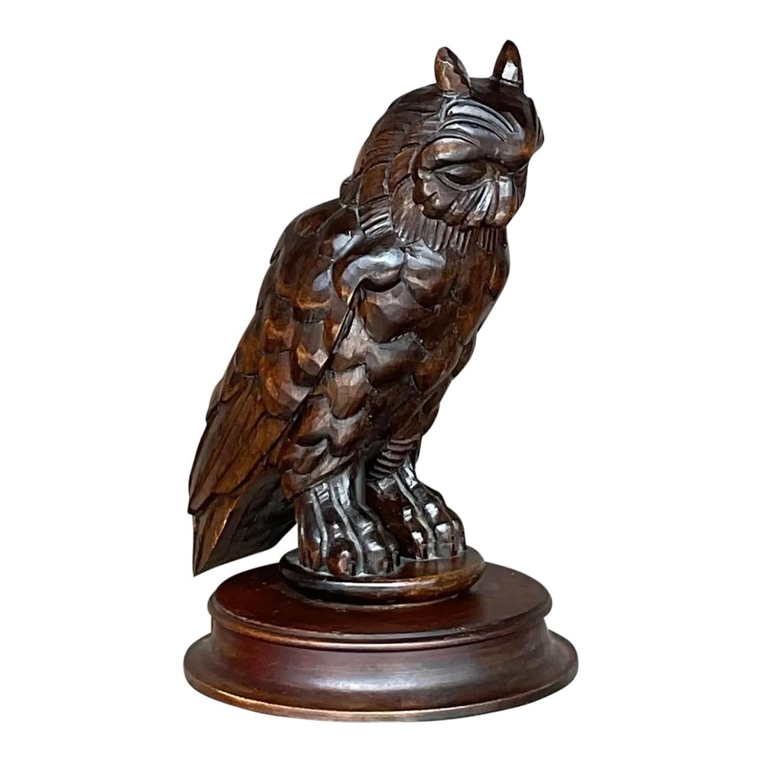 Vintage Boho Owl Lamp on Lucite Base 32 Inch: Vintage Boho Owl Lamp on Lucite Base 32 Inch Illuminate your space with this exquisite vintage lamp featuring a beautifully hand-carved owl perched atop a clear lucite base. The rich, dark wood of the
