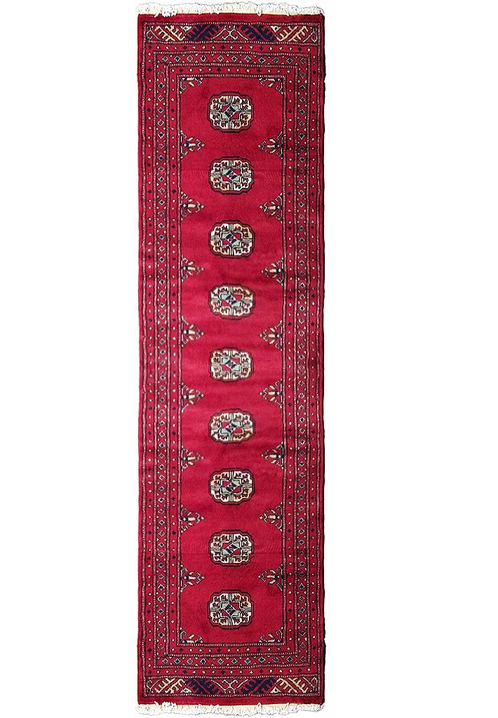 Bokhara Handmade Wool Runner Rug 2.1 x 6 Red Geometric Pattern: Bokhara Handmade Wool Runner Rug 2.1 x 6 Red Geometric Pattern Free continental US Shipping This 2.1 x 6 runner features a handmade Bokhara design, meticulously hand-knotted from high-quality wool for