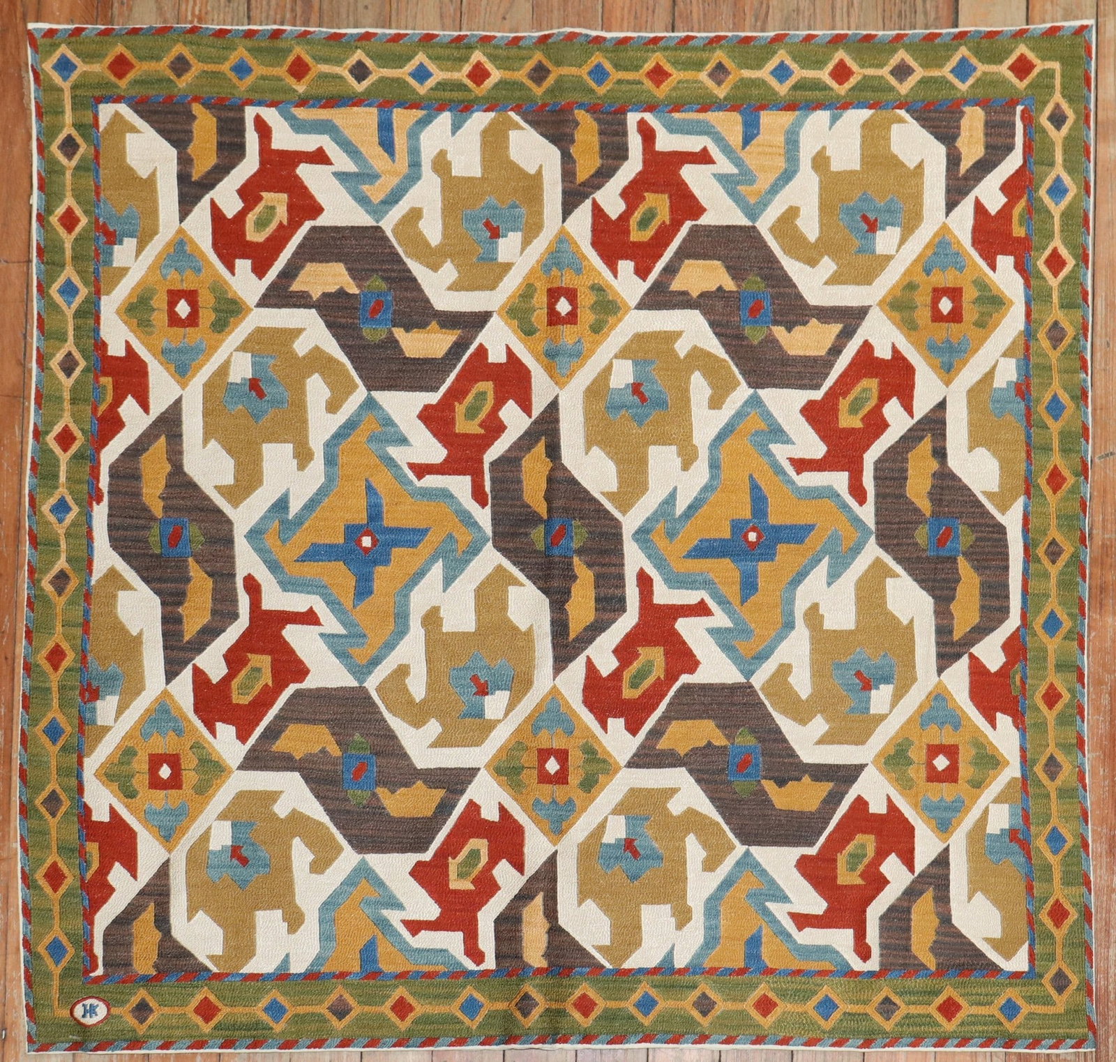 2' 8" x 2' 10" Silk Suzanni Yastik Signed HK (1 of 7)