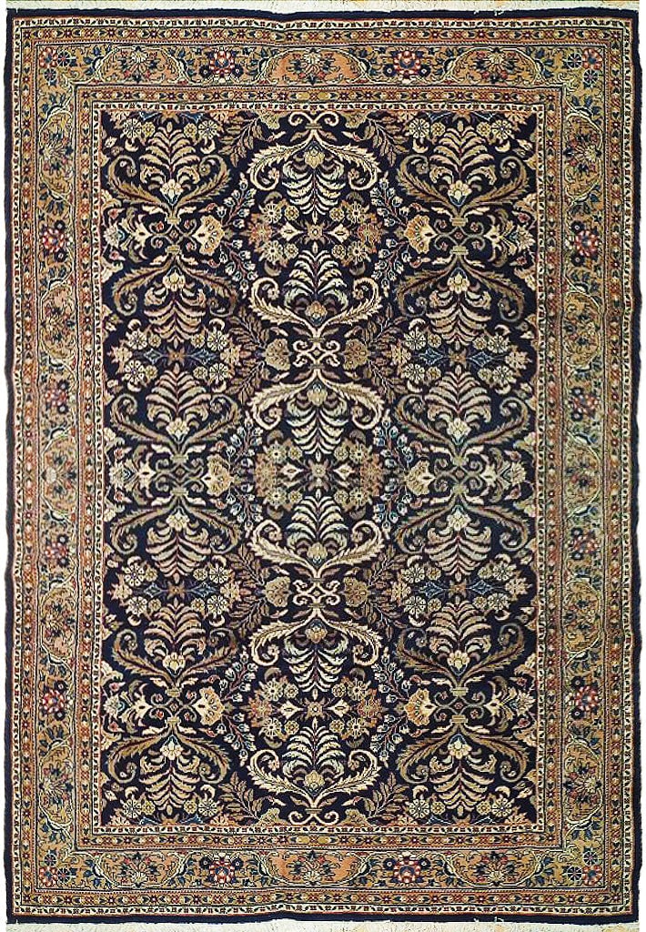 6.9 x 10 Dark Blue Fine Wool Persian Sarouk Lilihan Rug: 6.9 x 10 Dark Blue Fine Wool Persian Sarouk Lilihan Rug Free continental US Shipping Fine wool Persian Sarouk Lilihan rug in a dark blue colorway with an intricate floral pattern. This un-used area ru