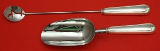 Frank Smith Fiddle Thread Sterling Silver 2-Pc Bar Set Custom Made: Frank Smith Fiddle Thread Sterling Silver 2-Pc Bar Set Custom Made Introducing a stunning two-piece bar set in the elegant Fiddle Thread pattern by Frank Smith. This custom-made set is crafted from hi
