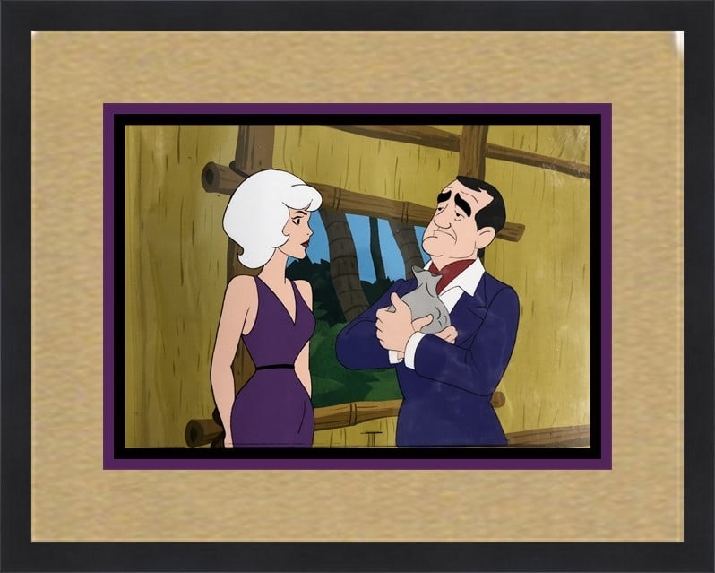Gilligan's Island Hand Painted Production Cel Custom Framed 18 x 21 Filmation: Gilligan's Island Hand Painted Production Cel Custom Framed 18 x 21 Filmation This stunning hand-painted animation production cel from 'Gilligan's Island' features characters Ginger and Mr. Howell, be