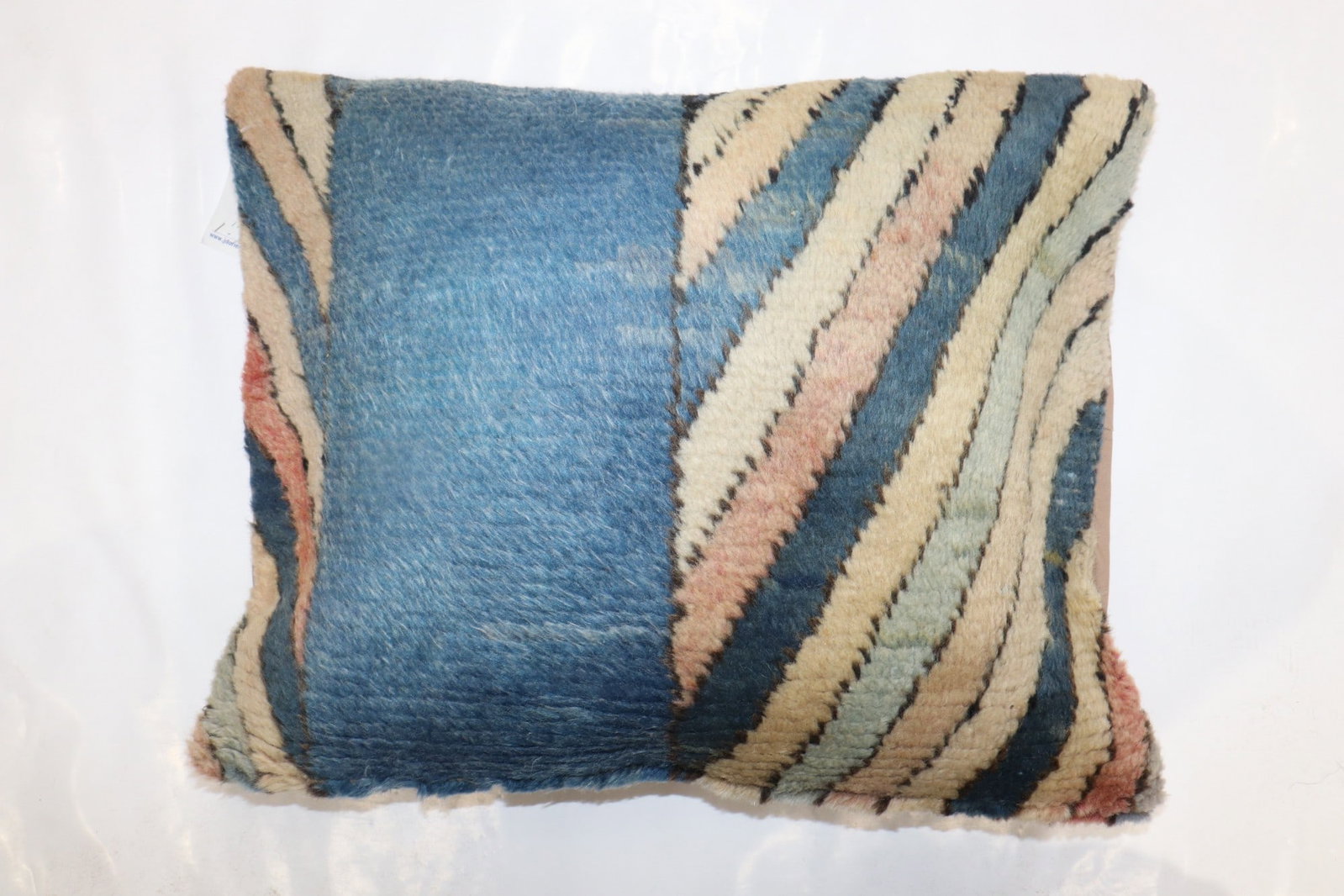 Mid 20th Century Turkish Deco Rug Pillow 1' 6" x 1' 11": Mid 20th Century Turkish Deco Rug Pillow 1' 6" x 1' 11" Decorative pillow made from a mid-20th century Turkish deco rug. This pre-owned piece offers a vintage look while preserving the character of th
