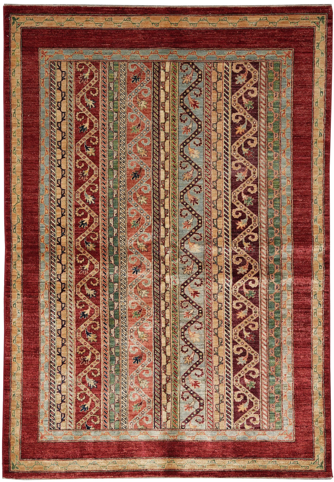 5 x 6.8 Fine Quality Silky Wool Ziegler Rug: 5 x 6.8 Fine Quality Silky Wool Ziegler Rug Free continental US Shipping This fine quality Ziegler-style rug features a silky wool pile and a hand-knotted construction. It is made from 100% hand-spun 