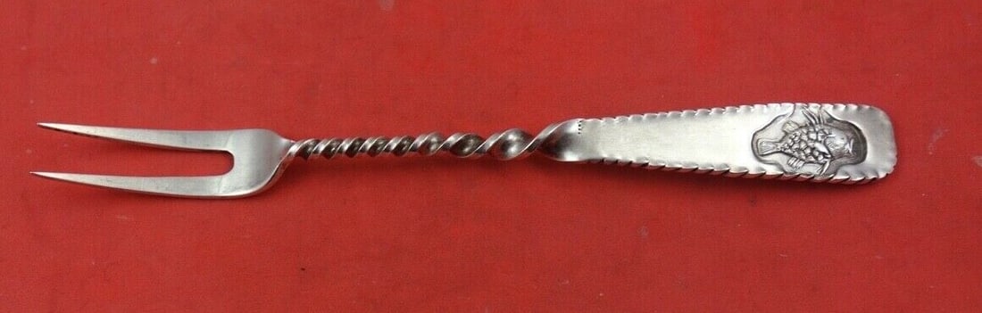 Gorham Hamburg Sterling Silver Cocktail Fork 2-Tine Fish 6 Inches (1 of 2)