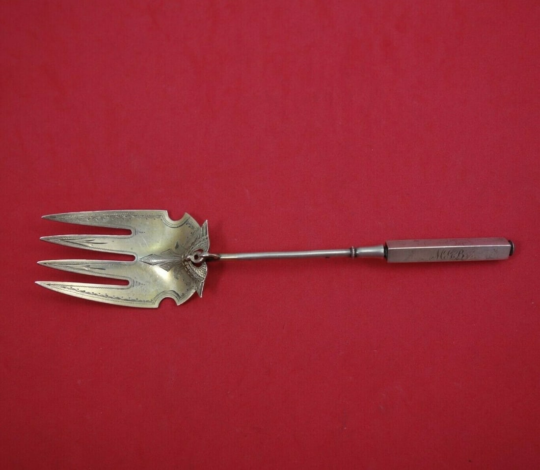 Gorham Isis Sterling Silver Gold Washed Serving Fork 7 Inch (1 of 2)