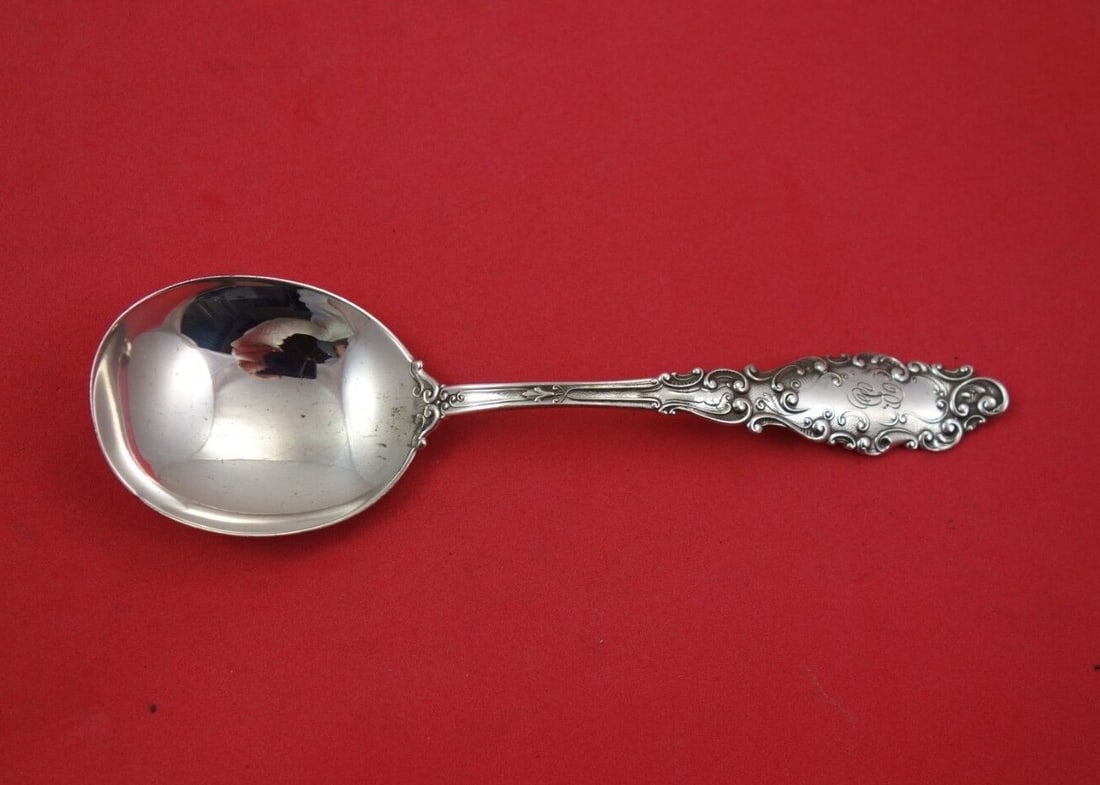 Gorham Luxembourg Sterling Silver Gumbo Soup Spoon 6 3/4 Inch Monogrammed: Gorham Luxembourg Sterling Silver Gumbo Soup Spoon 6 3/4 Inch Monogrammed This exquisite gumbo soup spoon is part of the Luxembourg pattern by Gorham, crafted from high-quality sterling silver. Measur