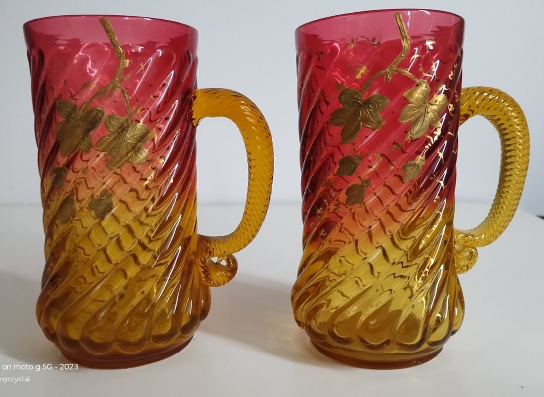 Pair of Joseph Locke New England Glass Amberina Cranberry Tumblers (1 of 18)