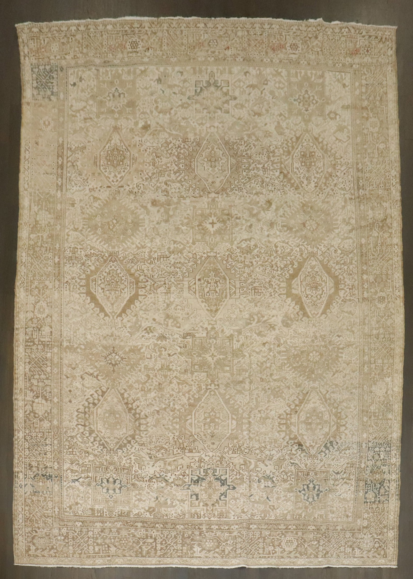 8' 2" x 11' Persian Serapi Heriz Room Rug Neutral Geometric (1 of 7)