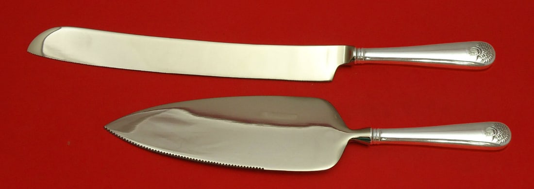 2pc Sterling Silver Wedding Cake Set Durgin Gorham Sheaf of Wheat Custom: 2pc Sterling Silver Wedding Cake Set Durgin Gorham Sheaf of Wheat Custom Custom-made two-piece wedding cake set by Durgin / Gorham in the Sheaf of Wheat pattern. The set features sterling silver hollo