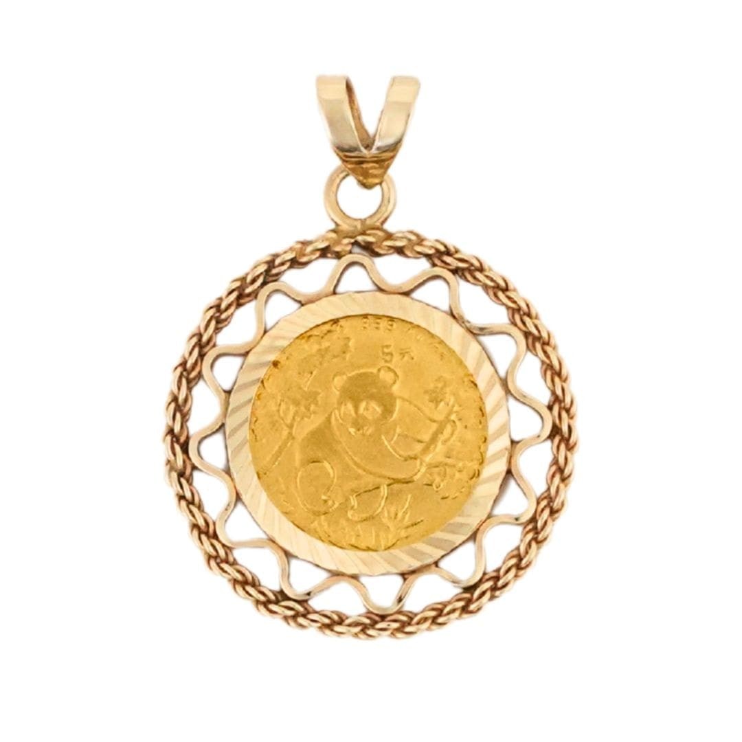 14K Yellow Gold Pendant with 1992 Chinese Panda 1 20 oz Coin (1 of 5)