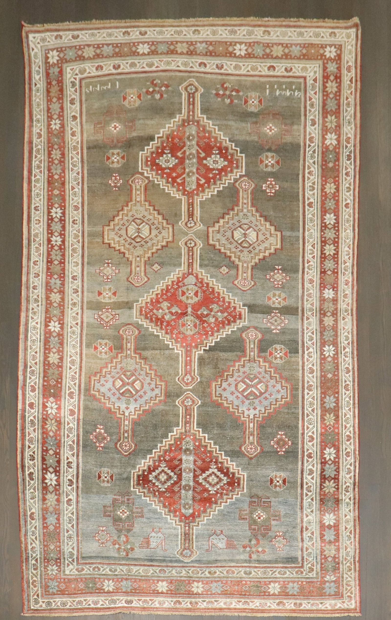 5' 6" x 9' 5" Tribal Kurd Rug 1920s Geometric Design (1 of 7)