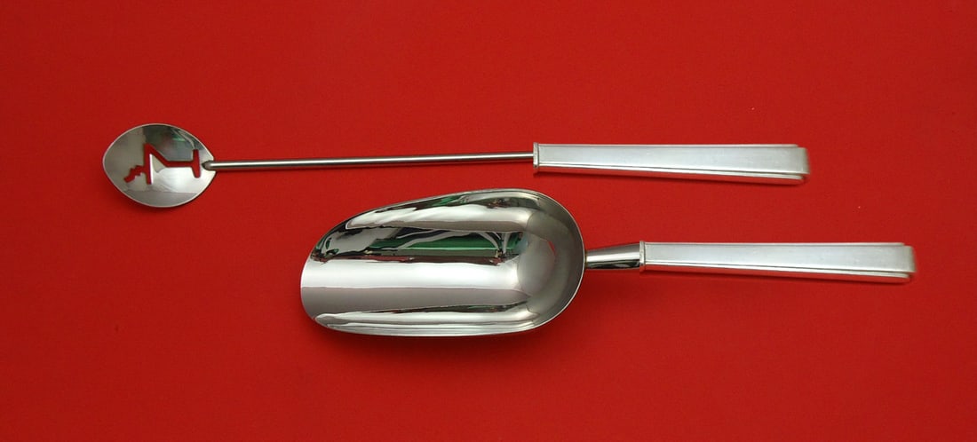 Lunt Sterling Silver 2-Piece Bar Set Custom Made Martini Spoon and Ice Scoop (1 of 1)