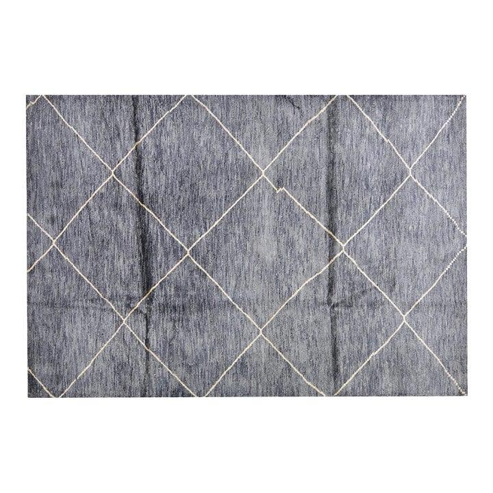 Gray Wool Area Rug Hand Knotted Moroccan Style 5'7'' x 8': Gray Wool Area Rug Hand Knotted Moroccan Style 5'7'' x 8' This Moroccan hand-knotted wool rug is crafted using traditional techniques, combining timeless artistry with a modern design sensibility. The