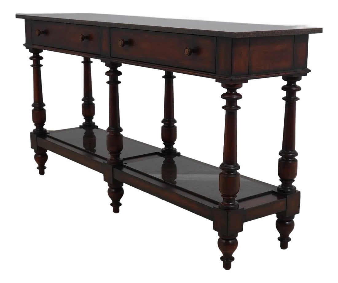 Henredon Acquisitions mahogany console table with granite top 75w x 19d x 39h (1 of 10)
