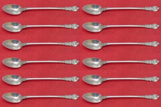 Wallace Sir Christopher Sterling Silver Iced Tea Spoon Set 12 Pieces: Wallace Sir Christopher Sterling Silver Iced Tea Spoon Set 12 Pieces Enhance your dining experience with this exquisite 12-piece iced tea spoon set in the timeless Sir Christopher pattern by Wallace. 