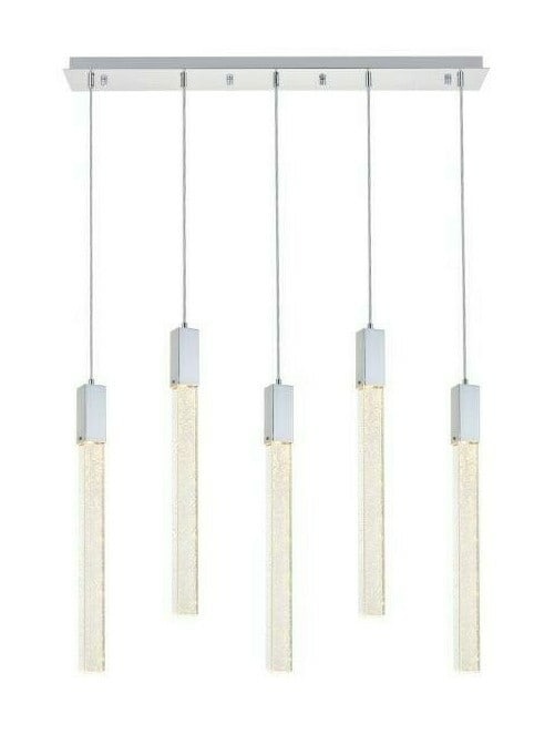 Weston 5 Light Chrome Crystal Glass Pendant 36 Inch Chandelier (1 of 12)