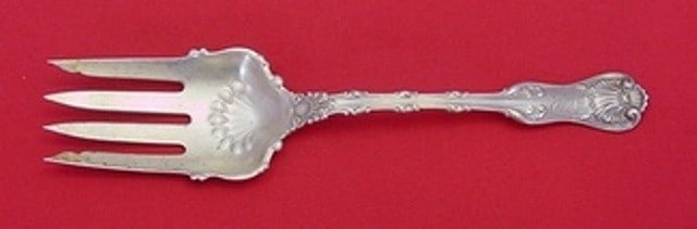 Whiting Imperial Queen Sterling Silver Salad Serving Fork 9.5": Whiting Imperial Queen Sterling Silver Salad Serving Fork 9.5" This elegant salad serving fork features the exquisite Imperial Queen pattern by Whiting. Crafted entirely from sterling silver, this for