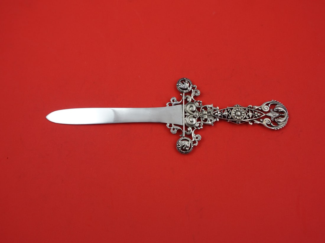 Shiebler Sterling Silver Paper Knife 9.5 Inch Openwork Handle 1850-1899 (1 of 4)