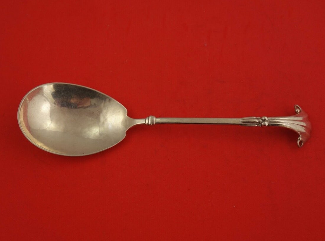 Arts and Crafts Sterling Silver Berry Spoon 9 1/4" Scroll Handle: Arts and Crafts Sterling Silver Berry Spoon 9 1/4" Scroll Handle This exquisite Arts and Crafts Sterling Silver Berry Spoon features a beautifully cast scroll handle and a meticulously hammered bowl. 