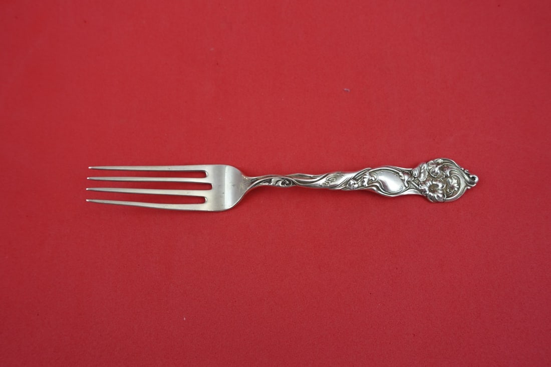 Sterling Silver Pastry Fork March Flower of the Month Pattern by Shiebler 6.5 Inch: Sterling Silver Pastry Fork March Flower of the Month Pattern by Shiebler 6.5 Inch This Shiebler sterling silver pastry fork is part of the Flower of the Month collection, featuring the March motif. T
