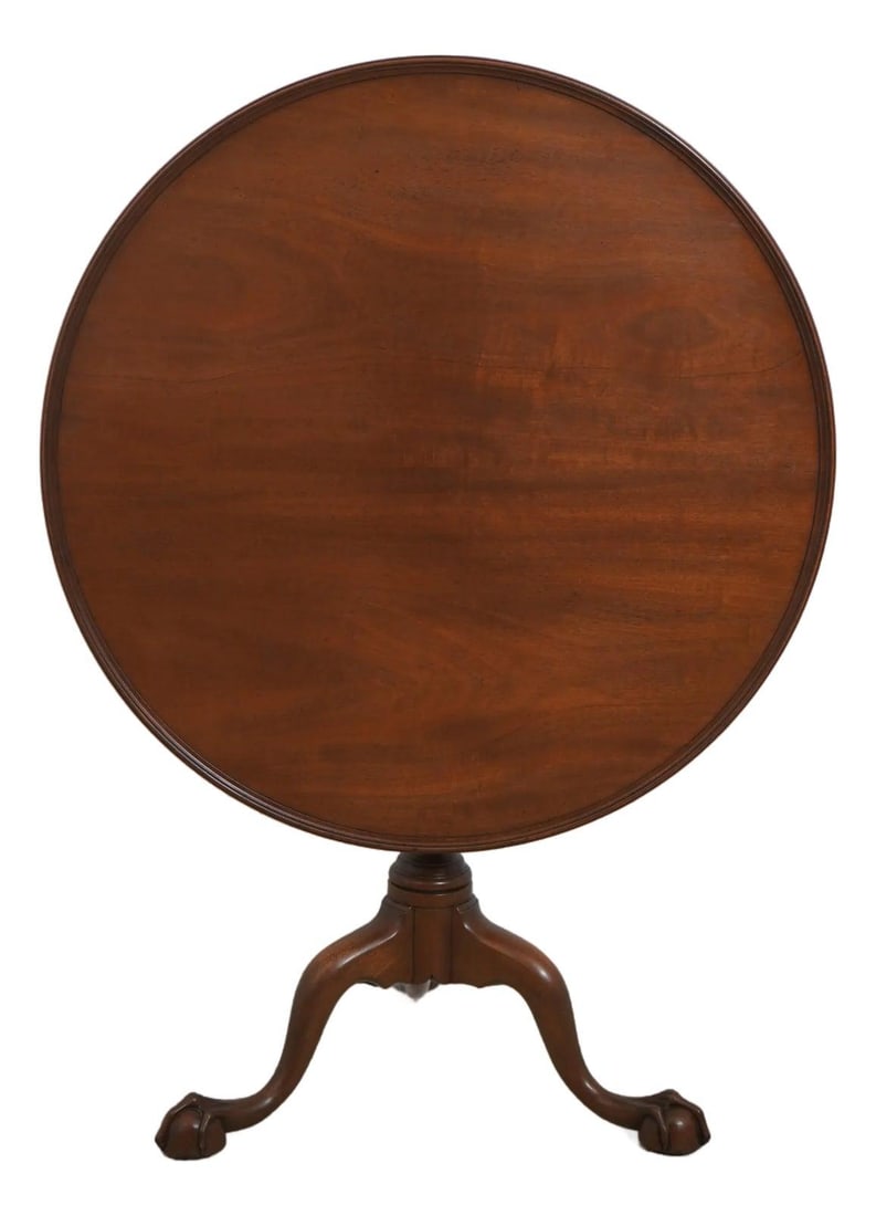 Mahogany Chippendale Style Tilt Top Table With Claw Feet By Kittinger Cw-70: Mahogany Chippendale Style Tilt Top Table With Claw Feet By Kittinger Cw-70 This Kittinger CW-70 tilt-top table is crafted from solid mahogany and features a light mahogany finish. Inspired by the Chi