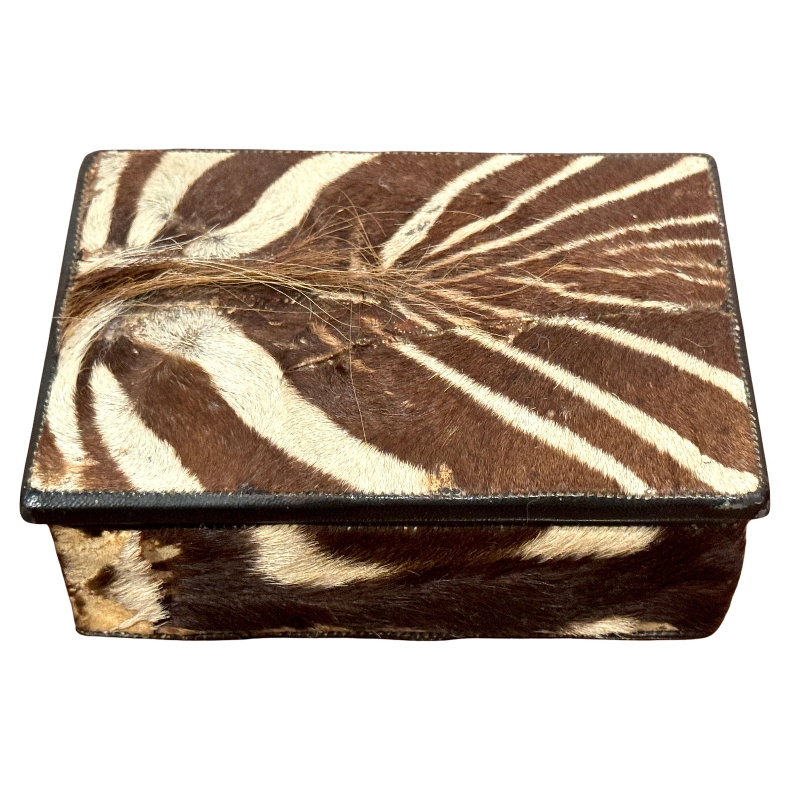 1960s French Modern Zebra Hide Leather Box Decorative Storage (1 of 8)