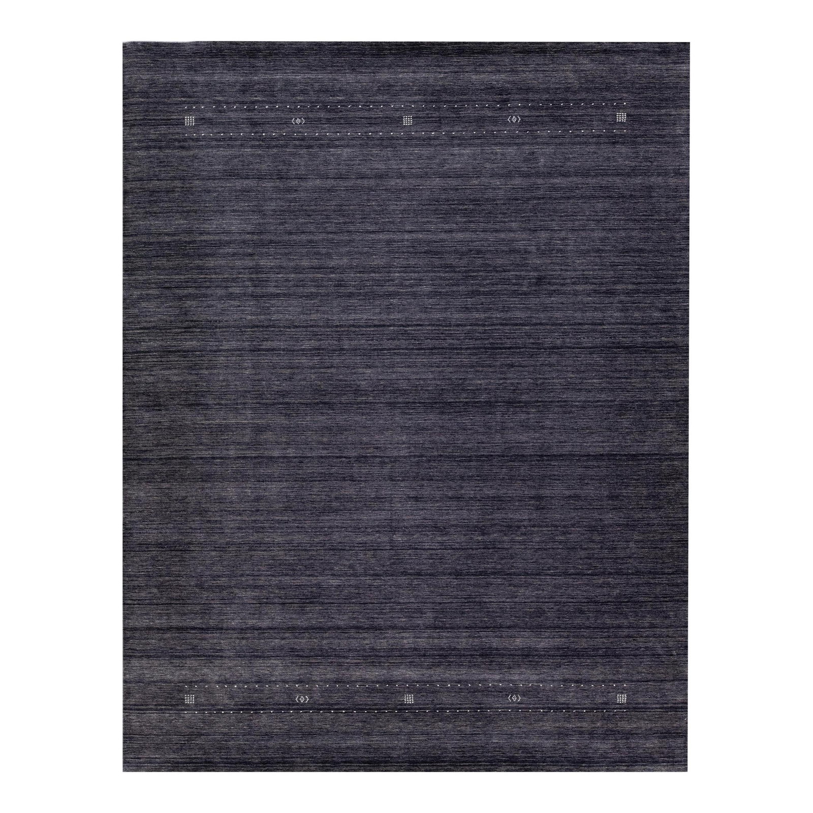 Modern Gabbeh Style Hand-Loom Wool Rug Charcoal Blue Geometric Design 9'3 x 11'10 (1 of 10)