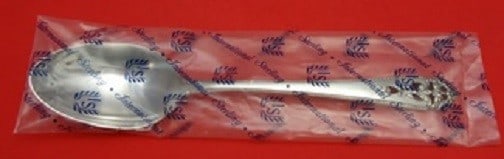 International Queen's Lace Sterling Silver Serving Spoon 8 1/2 in: International Queen's Lace Sterling Silver Serving Spoon 8 1/2 in Sterling silver serving spoon in the Queen's Lace pattern by International. This 8 1/2 inch spoon comes in its factory sleeve, is not 