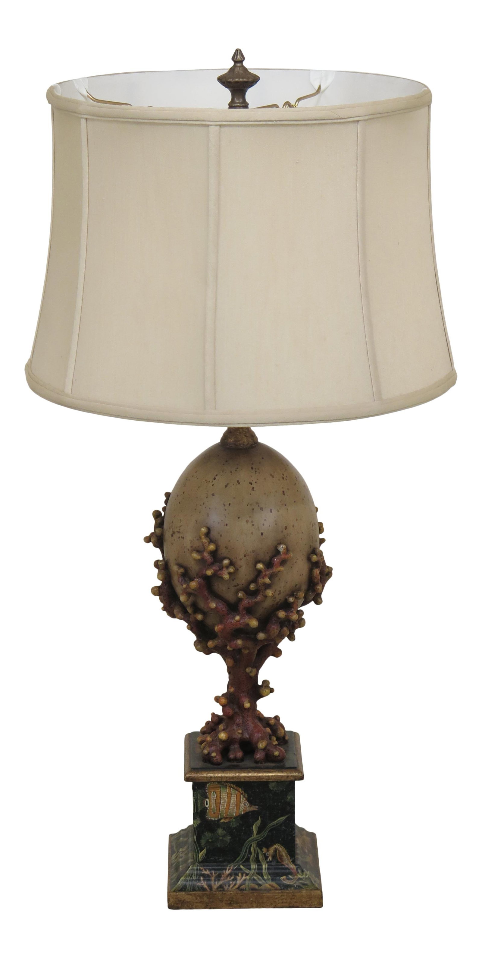 1990s Brown Fish Table Lamp with Matching Shade (1 of 8)