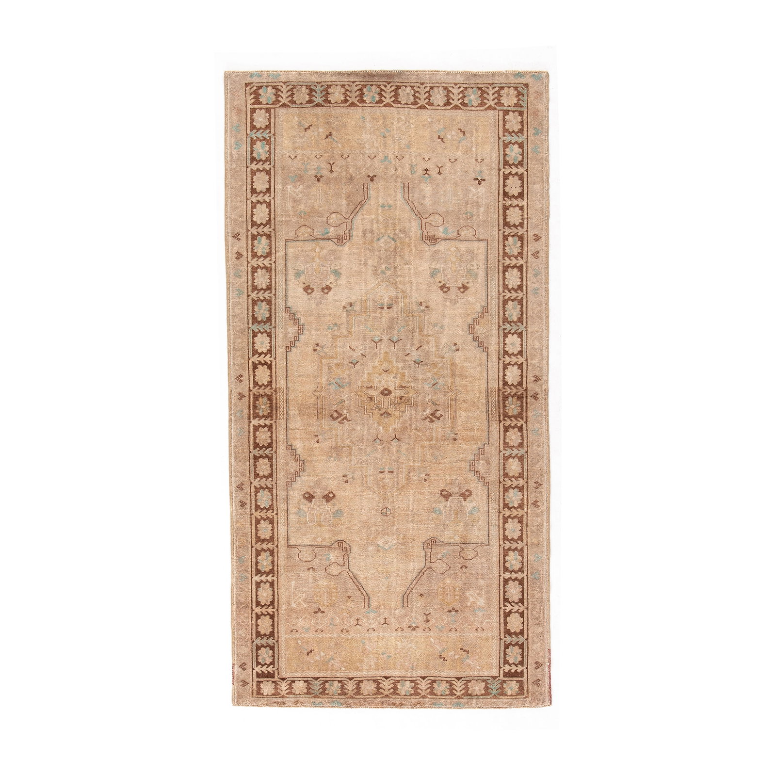 Authentic Handmade Anatolia Wool Carpet 43.3 x 84.3 Inches: Authentic Handmade Anatolia Wool Carpet 43.3 x 84.3 Inches Discover the beauty of authentic handmade Anatolia carpets with this exquisite wool on wool piece. Crafted using traditional techniques, this