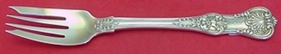 Tiffany & Co English King Sterling Silver Salad Fork 4-Tine 6.75": Tiffany & Co English King Sterling Silver Salad Fork 4-Tine 6.75" This elegant salad fork features the renowned English King pattern by Tiffany & Co. Crafted from high-quality sterling silver, this 4-