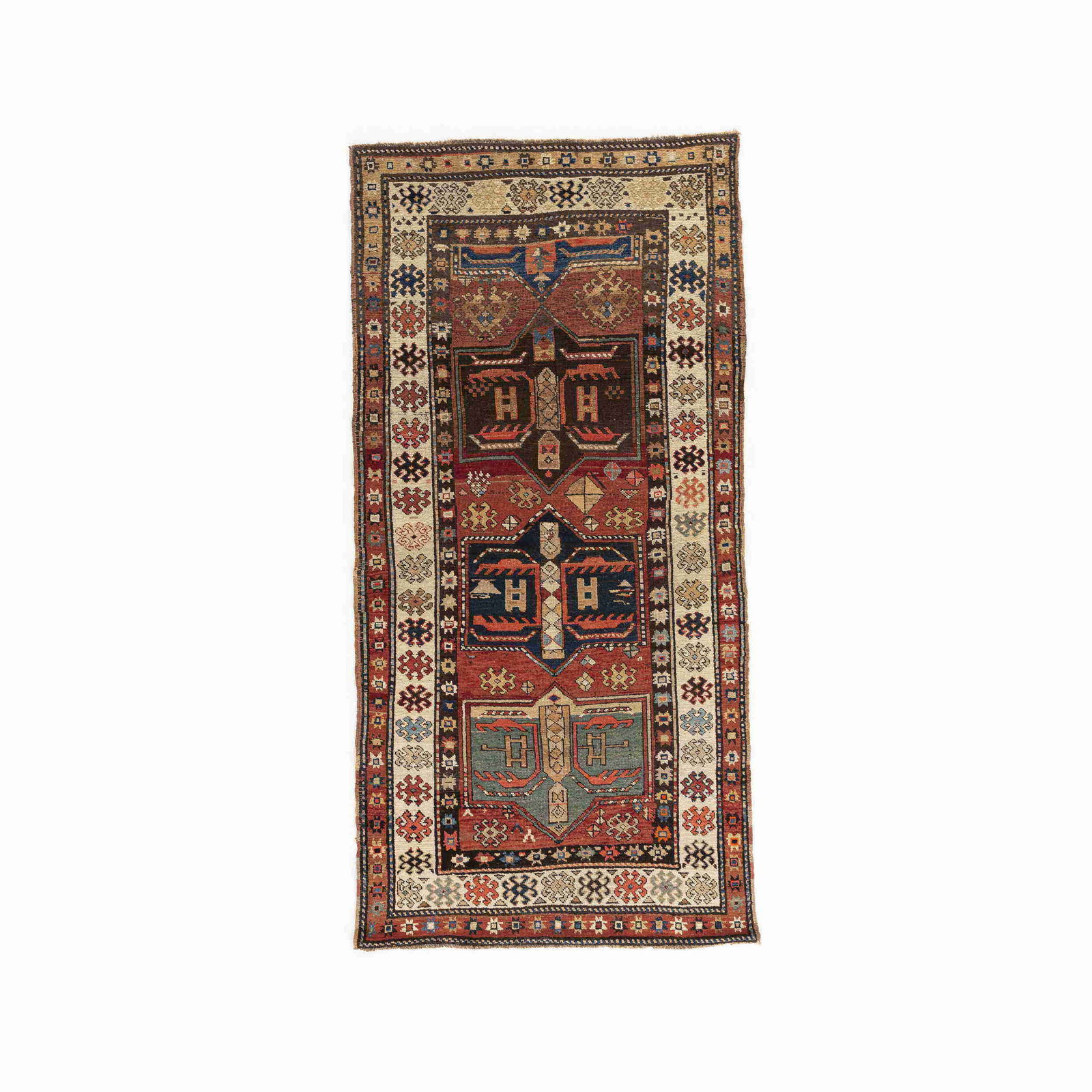 Authentic Handmade Kazak Wool Carpet 47.2 x 95.3 Double Knots: Authentic Handmade Kazak Wool Carpet 47.2 x 95.3 Double Knots This authentic handmade Kazak carpet showcases a beautiful wool-on-wool construction, offering both durability and comfort. The intricate 
