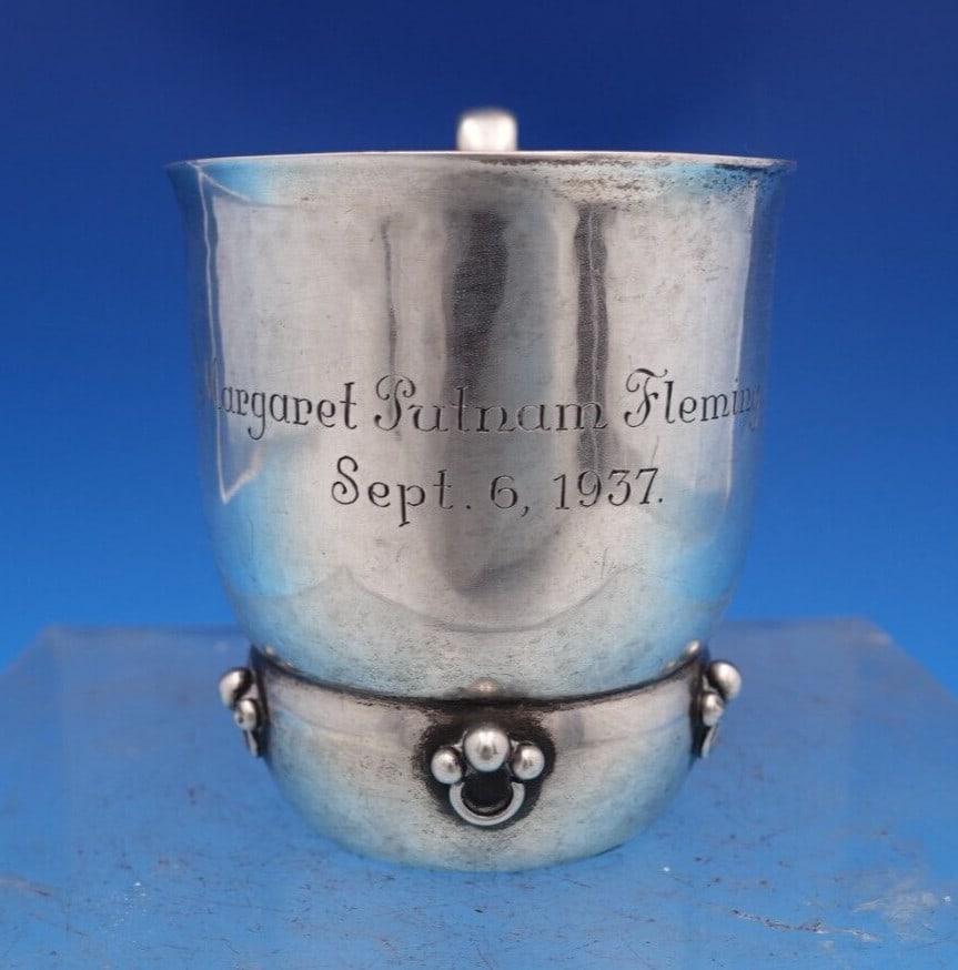 Grann & Laglye Sterling Silver Baby Cup with Beads and Handle (1 of 7)