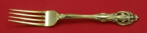 Gorham La Scala Vermeil Sterling Silver 7 1/2 inch Fork: Gorham La Scala Vermeil Sterling Silver 7 1/2 inch Fork Gorham La Scala Vermeil regular fork in sterling silver with a gold vermeil finish. This pre-owned piece is not monogrammed and is in excellent 