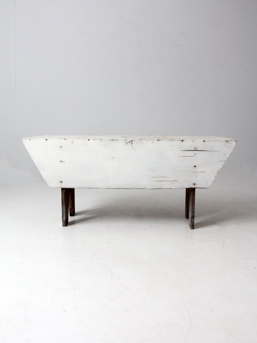Rustic Antique White Farmhouse Bench with Tapered Seat (1 of 18)