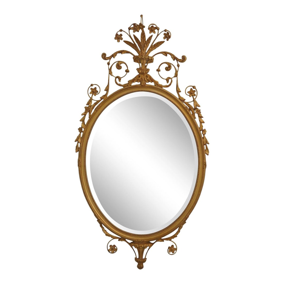 Adams Style Ornate Gold Oval Wall Mirror with Beveled Glass (1 of 10)