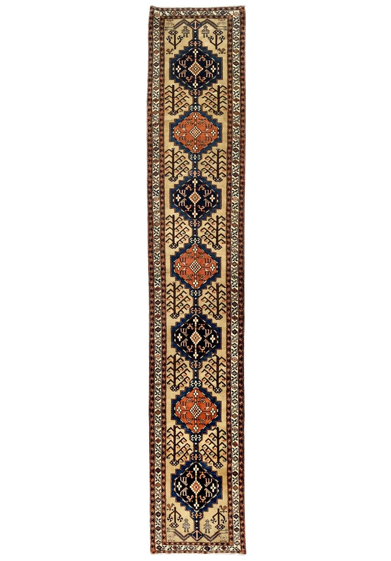 3'0 X 17'7 Hand-Knotted Wool Runner Rug Vintage Geometric Tribal (1 of 11)