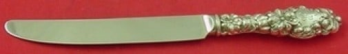 Dominick and Haff Blossom Sterling Silver Dinner Knife 9 1/4 in: Dominick and Haff Blossom Sterling Silver Dinner Knife 9 1/4 in Blossom by Dominick & Haff sterling silver dinner knife in the Blossom pattern. It features a sterling silver hollow handle with a stain