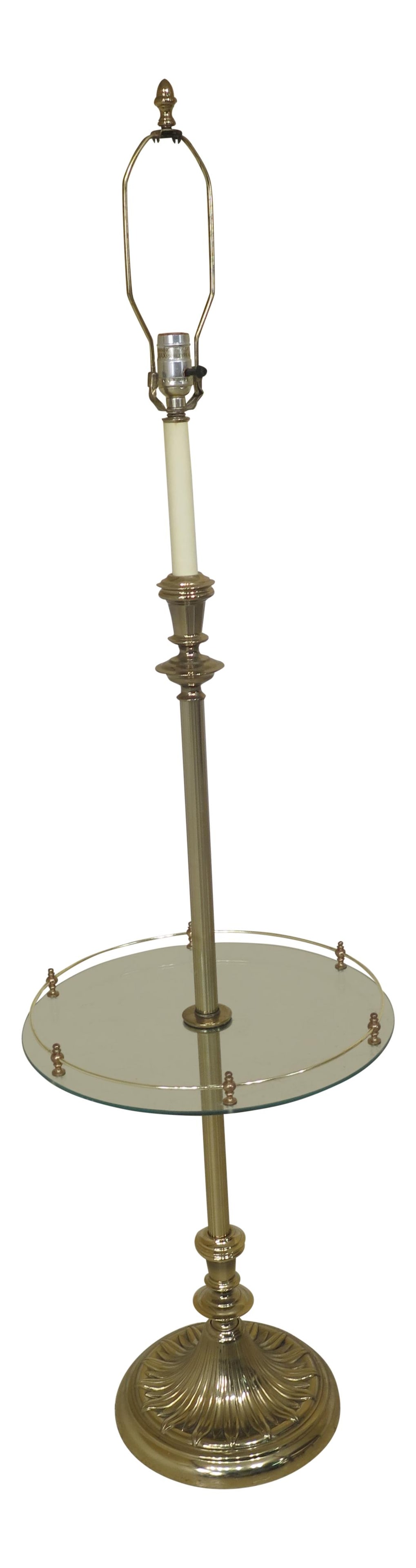 1980s Vintage Regency Brass Glass Lamp Table 16x16x58 (1 of 10)