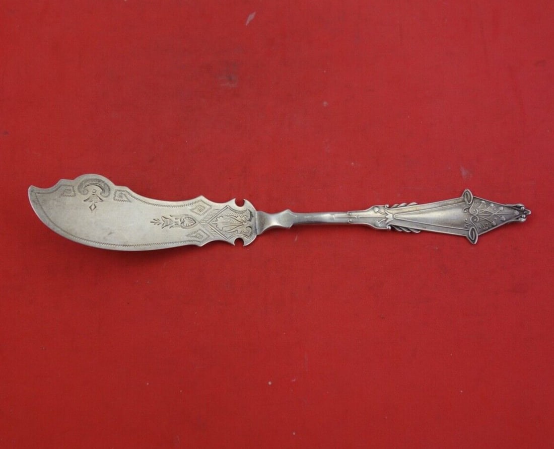 Gorham Number 14 Sterling Silver Master Butter Knife 7 1/4" Brite-Cut Monogrammed (1 of 2)