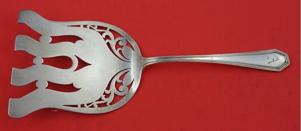 Dominick and Haff Queen Anne Plain sterling asparagus serving fork 9 5/8" (1 of 2)